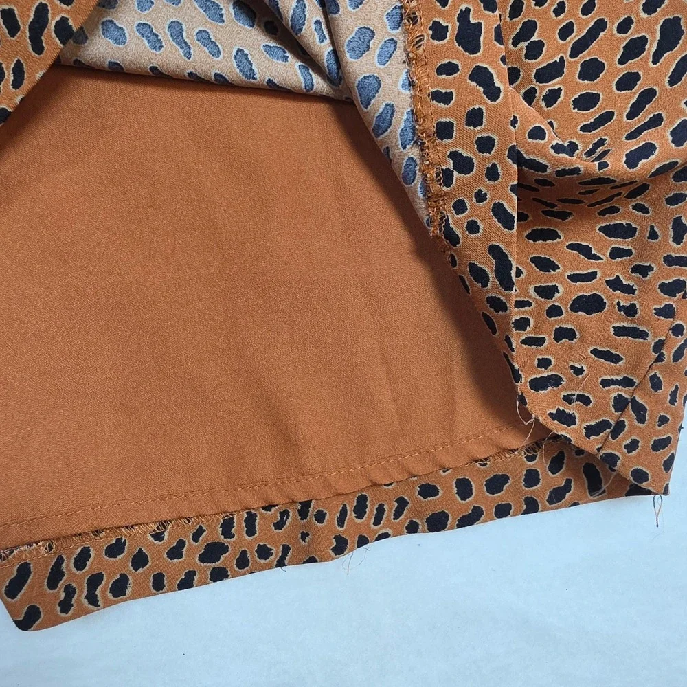 Ann Taylor Factory Leopard Print V-Neck Bell Sleeve Shift Dress Orange Black 4